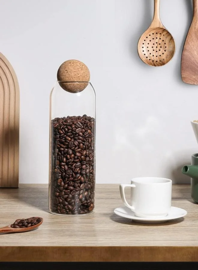 Casa Quesera 1240 ml Glass Storage Jars with Ball Cork Lids Set of 3